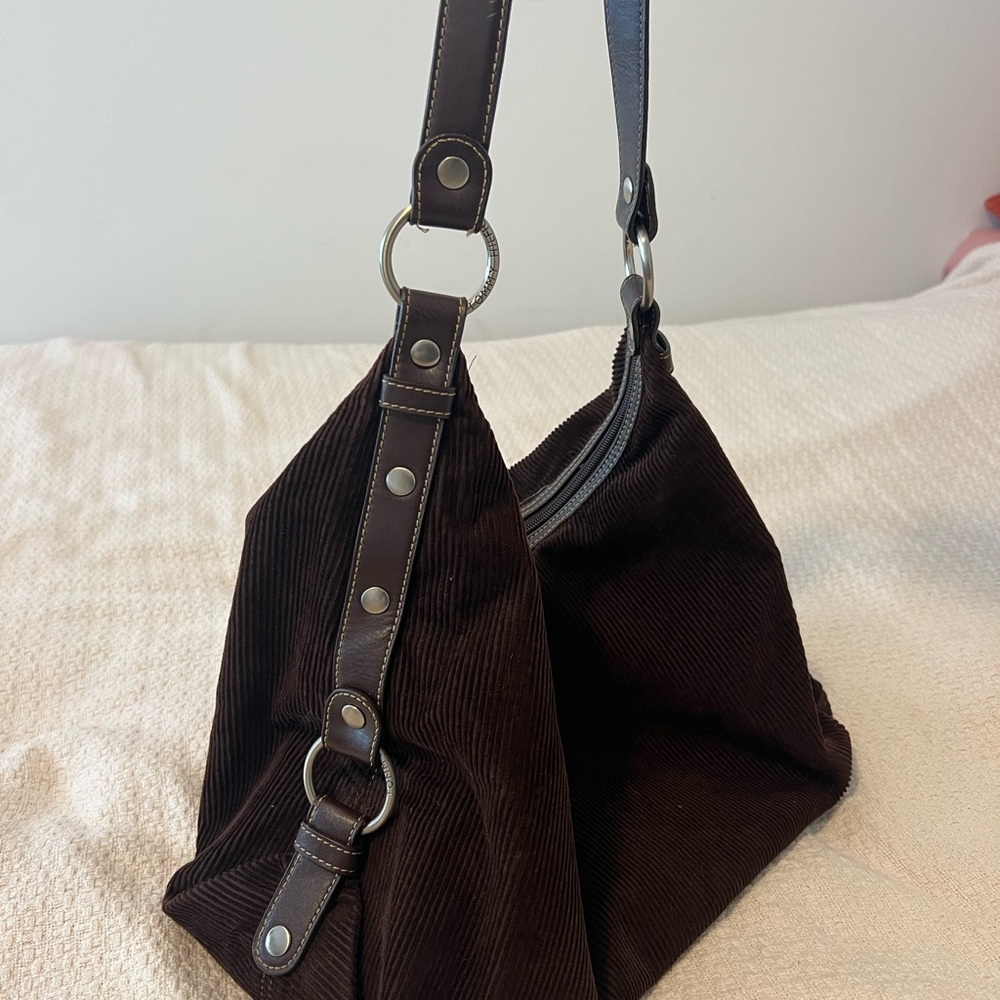 Y2K Tommy Hilfiger Brown Corduroy Shoulder Bag
